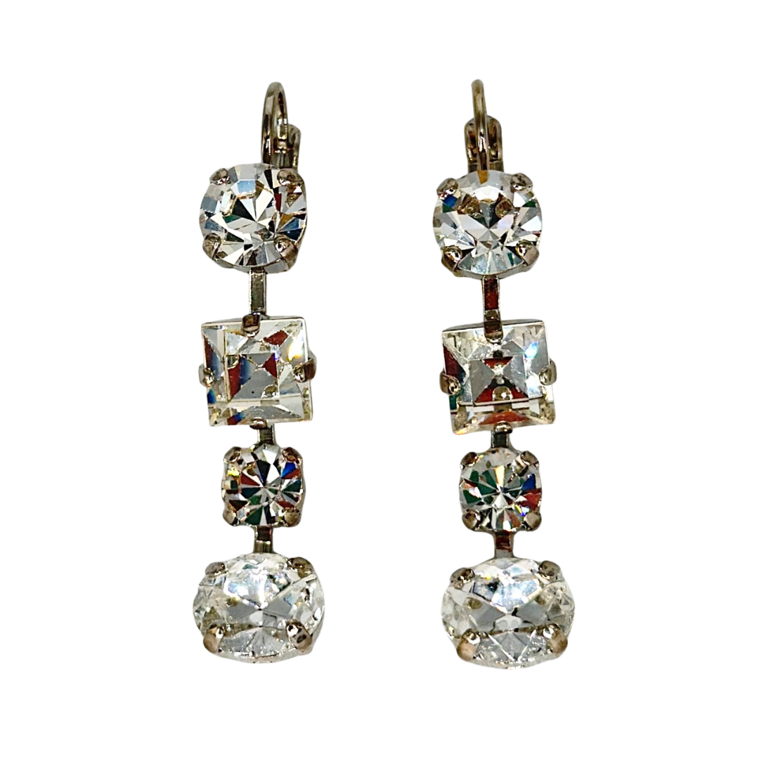 Mariana Earring Multi-Shaped Drop on Clear on Rhodium