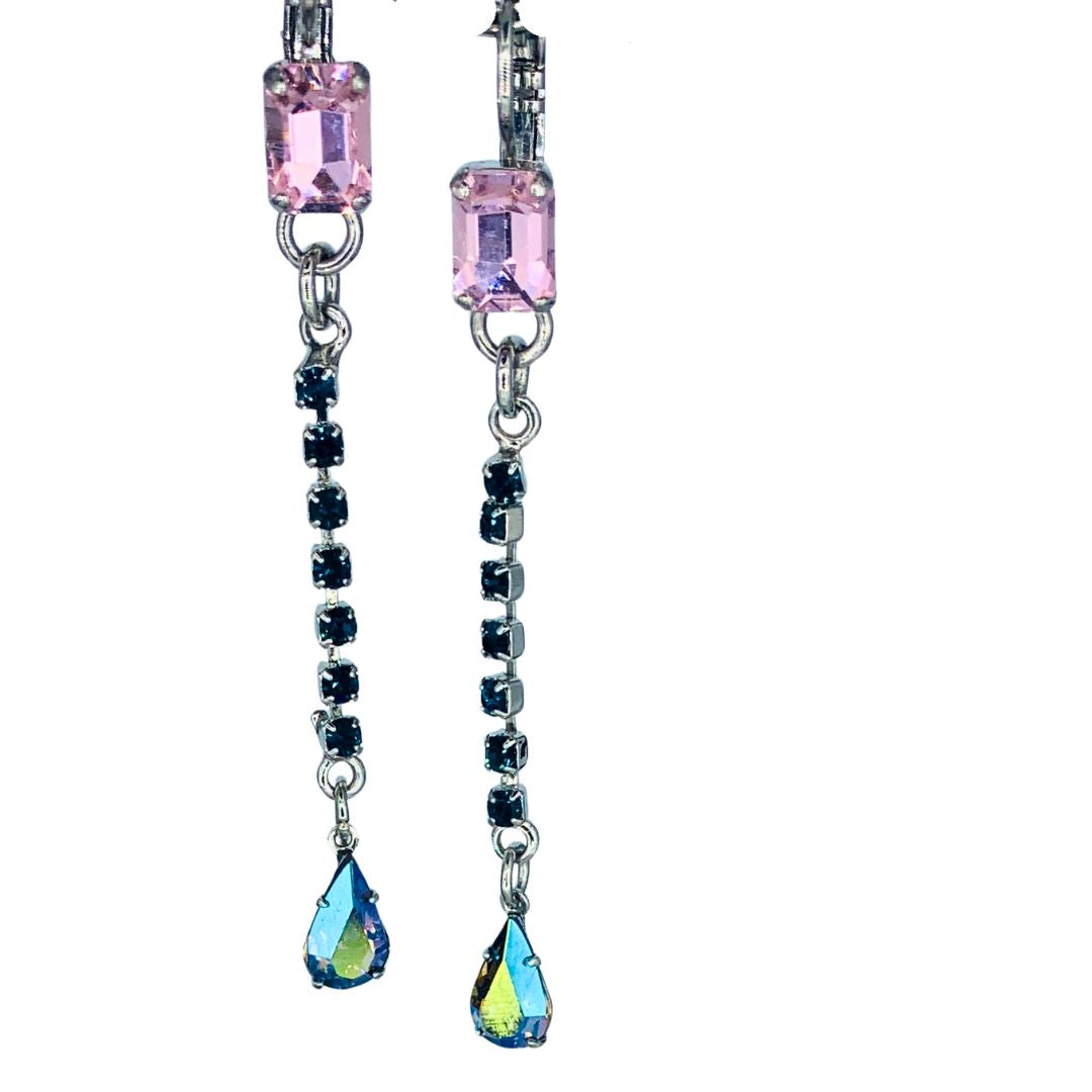 Mariana  Emerald Drop Earrings in Harvest Moon on Rhodium Main image