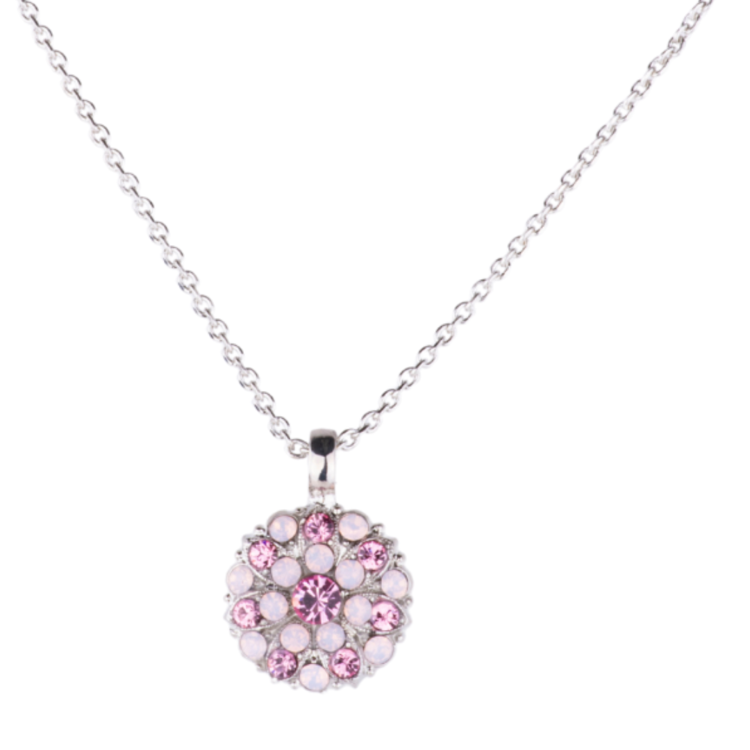 Mariana Guardian Angel Necklace in Pinks on Rodium