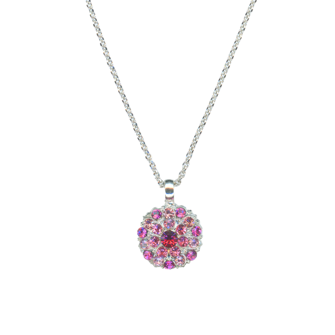 Mariana Guardian Angel Necklace in Fuchsia/Pink on Rhodium