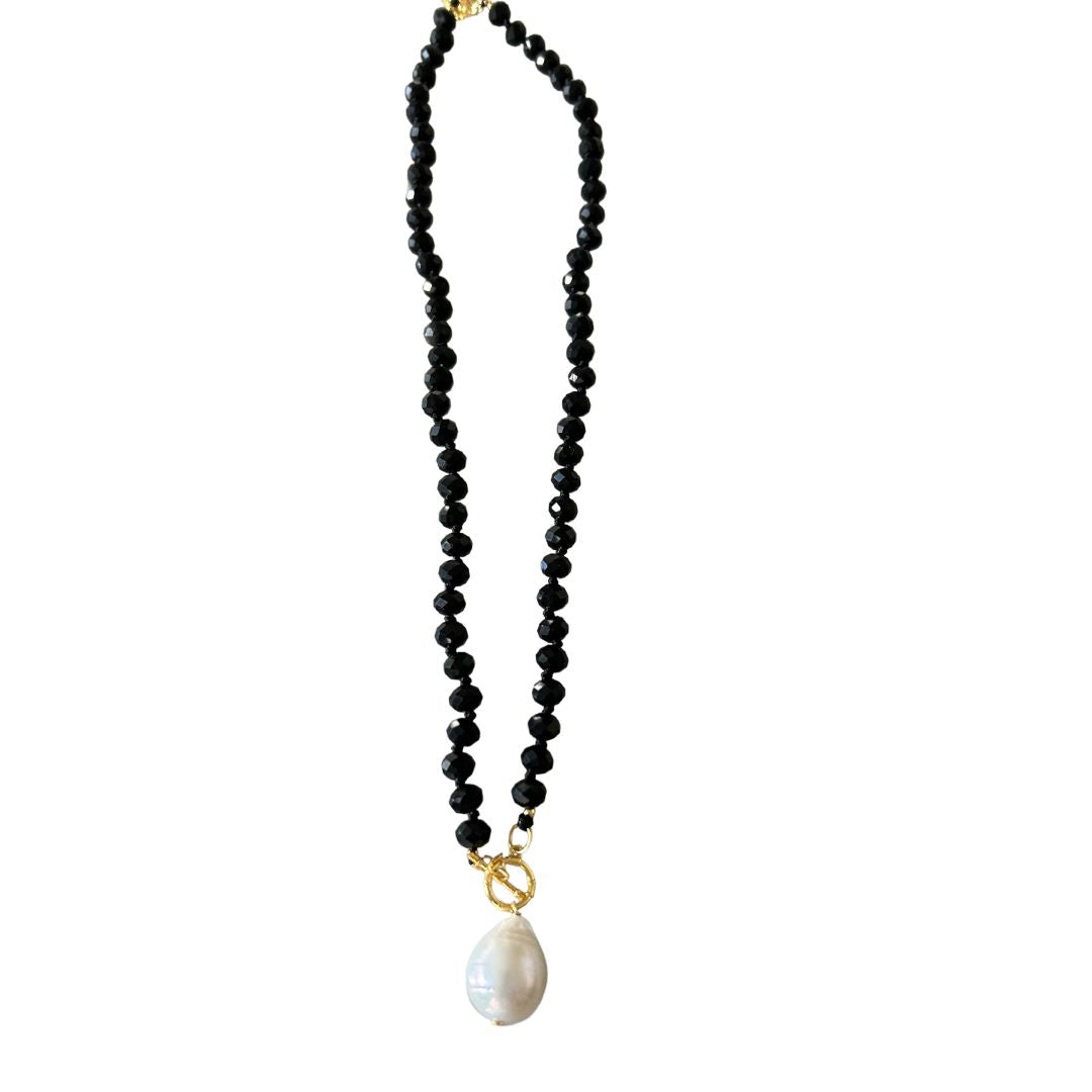 Faceted Spinel Beads With Single Baroque Pearl