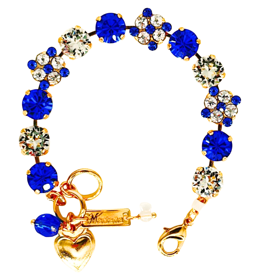 Mariana Quatrefoil Cluster Bracelet Royal Blue/Clear on Gold