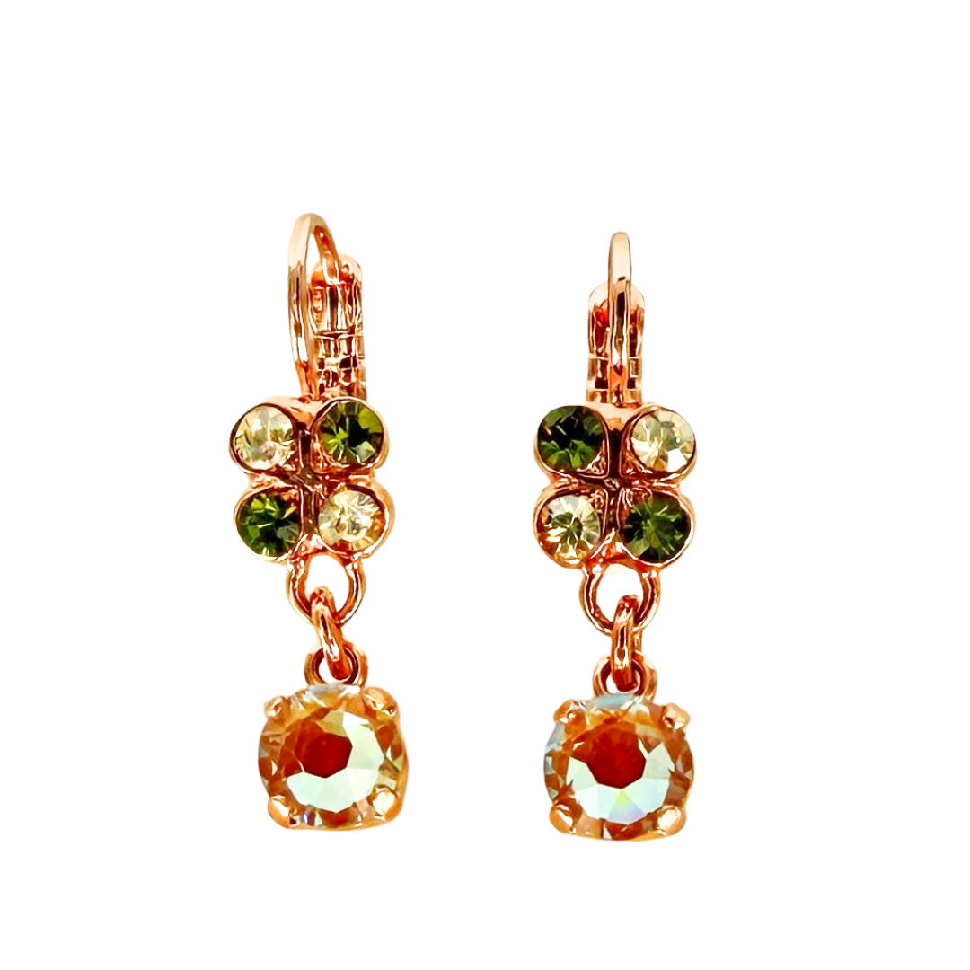 Mariana Cluster Earring With Single Drop Olive Garnish on Rose Gold Main image