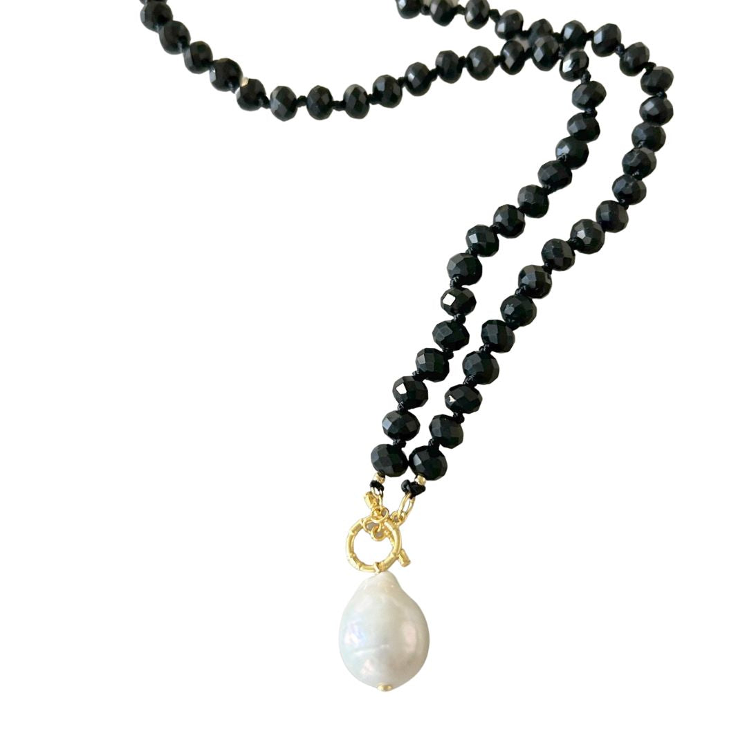 Faceted Spinel Beads With Single Baroque Pearl