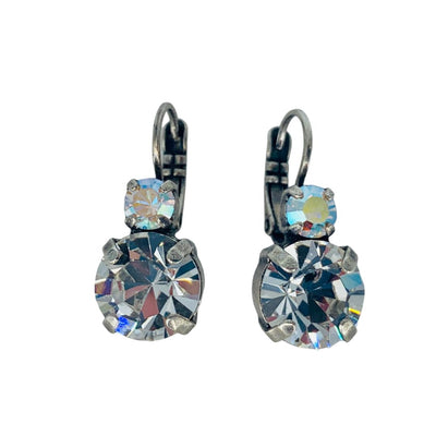 Mariana Medium Double Drop Earrings in Clear on Silver