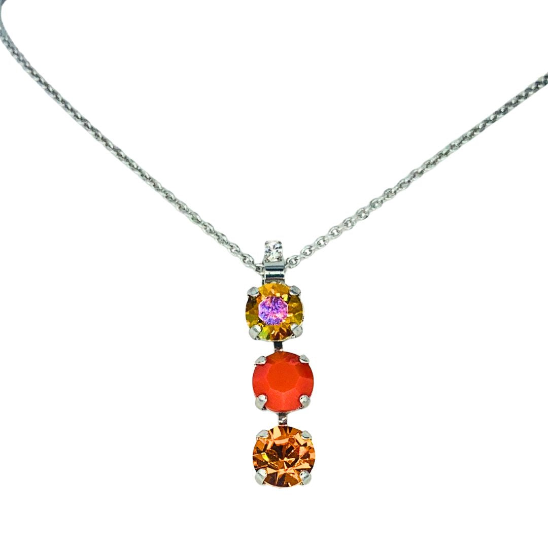 Mariana Triple Drop Pendant Pumpkin Spice on Rhodium