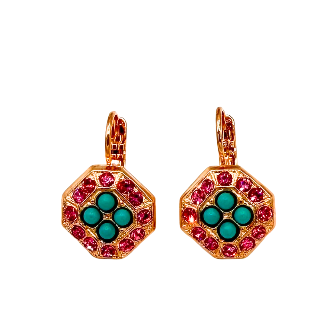 Mariana Octagon Earrings in Coral Cove On Rose Gold