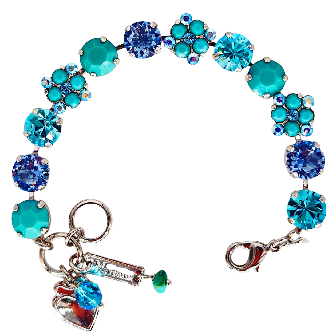 Mariana Quatrefoil Cluster Bracelet Turquoise/Aqua on  Rhodium Main image