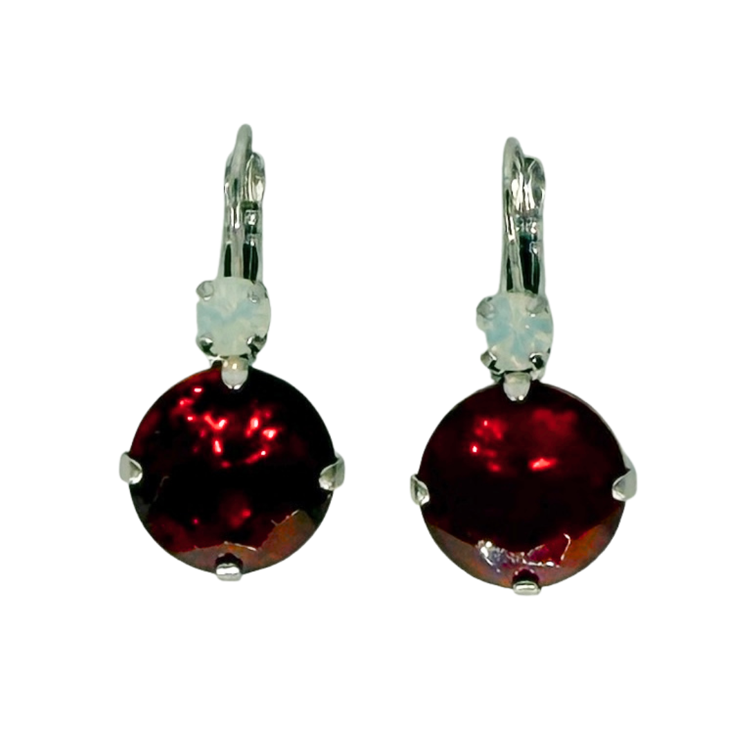 Mariana Large Earrings White Over Deep Red on Rhodium Main image