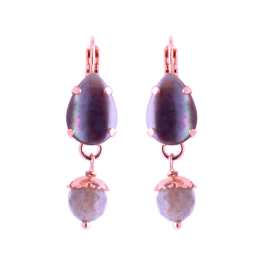 Teardrop/Pearl Earring Abalone/Labradorite on Rose Gold