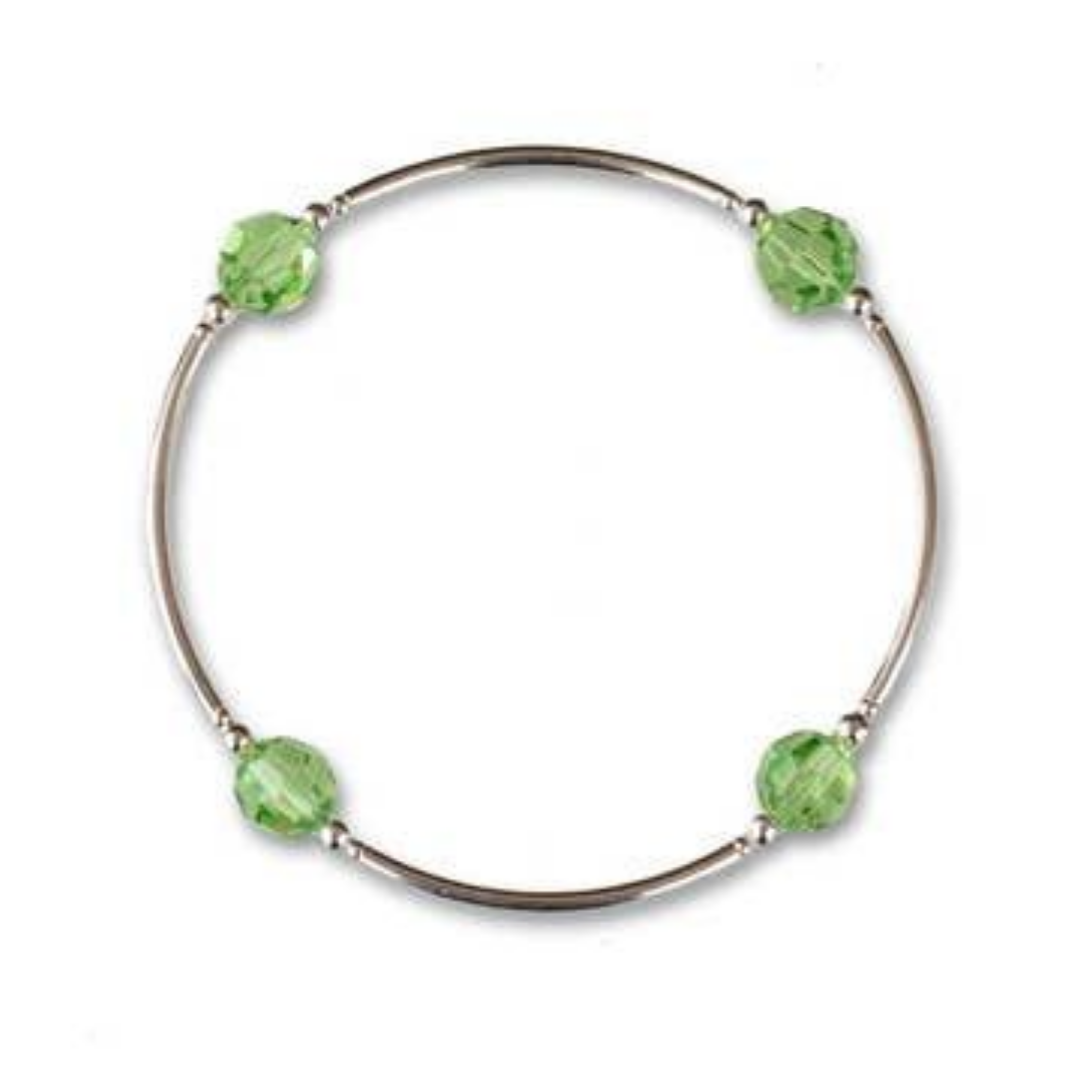 Birthstone Blessing Bracelet August on Sterling Silver