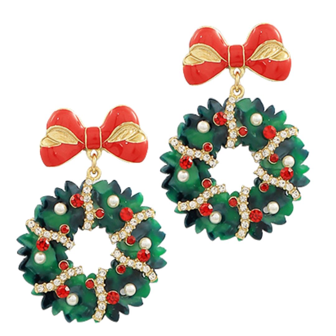 Bow/Wreath Christmas Earrings