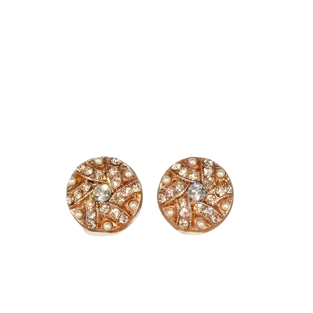 Mariana Swirl Earrings Pearl Compact on Rose Gold POST