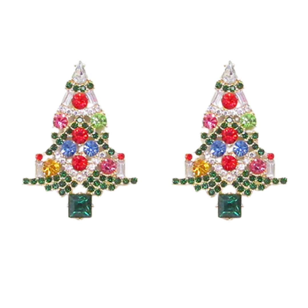 Crystal Christmas Tree Earrings