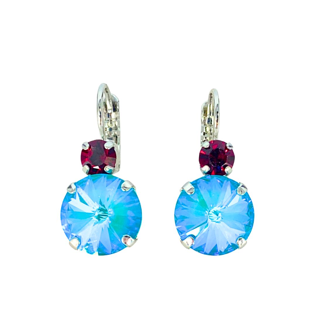 Mariana  Medium Rivoli Soccer Double Drop Earrings on Rhodium Main image