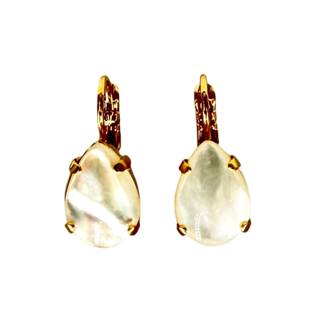 Mariana Earrings Teardrop Mother of Pearl on Gold Secondary image