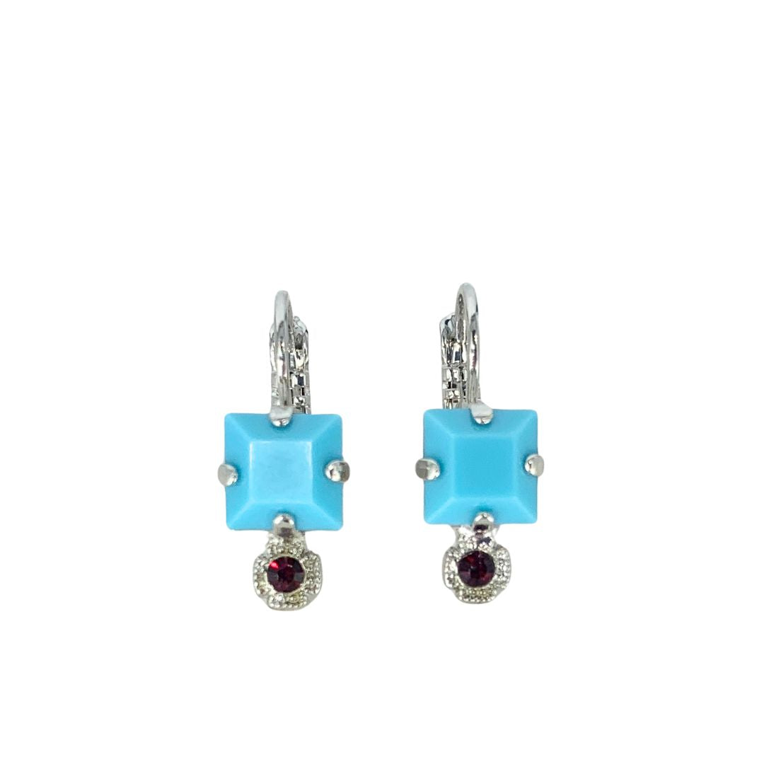 Mariana Soccer Small Square Drop Earrings on Rhodium