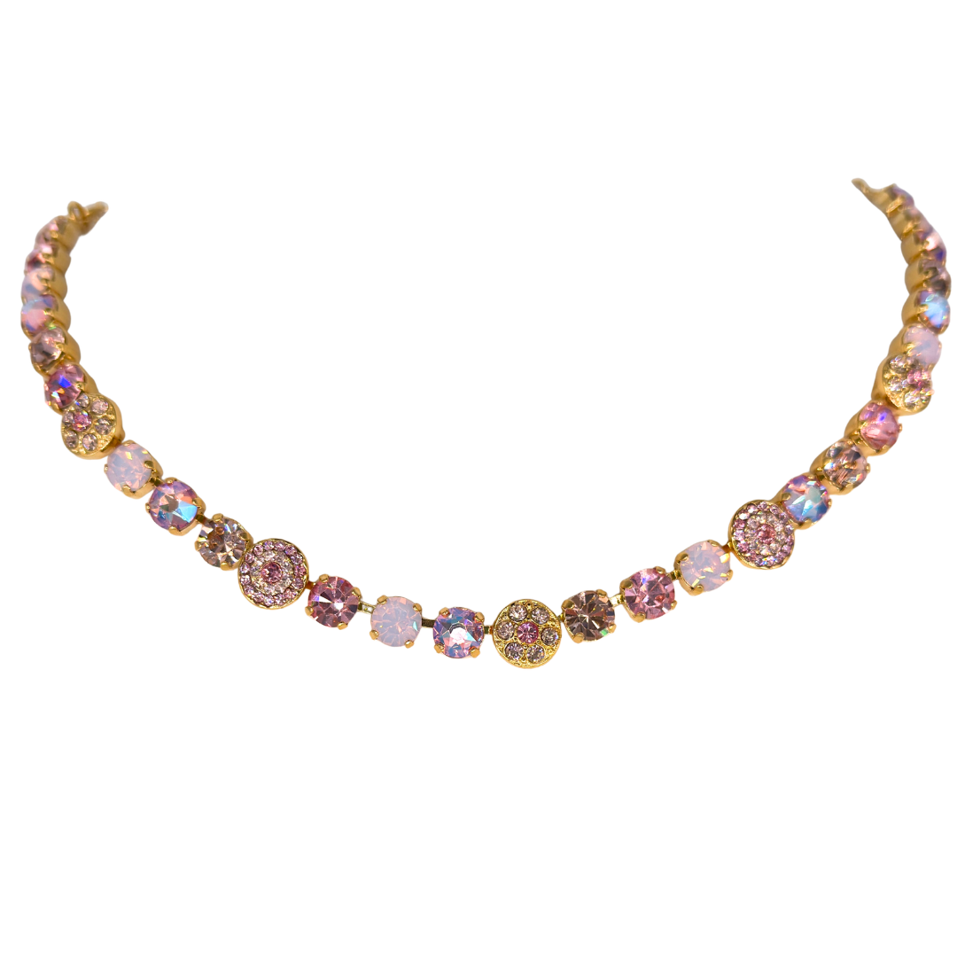 Mariana Pave Necklace Flamingo on Rose Gold