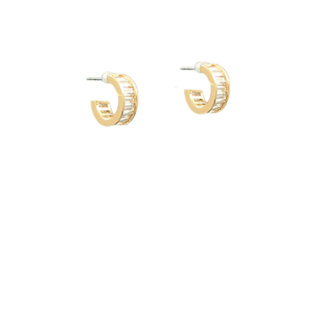 Small Pave Baguette Hoops