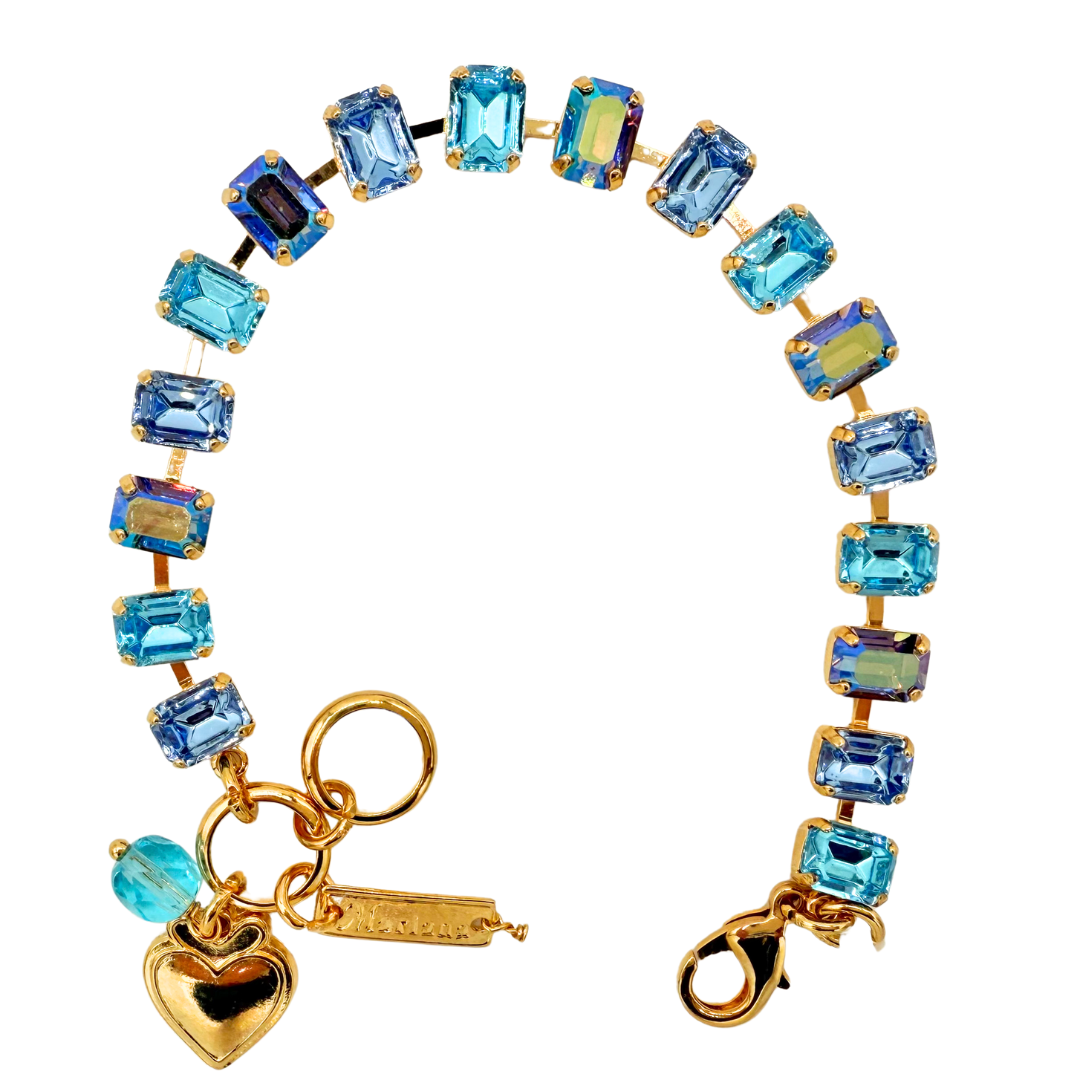 Mariana Chicklets Bracelet Bay Blue on Gold