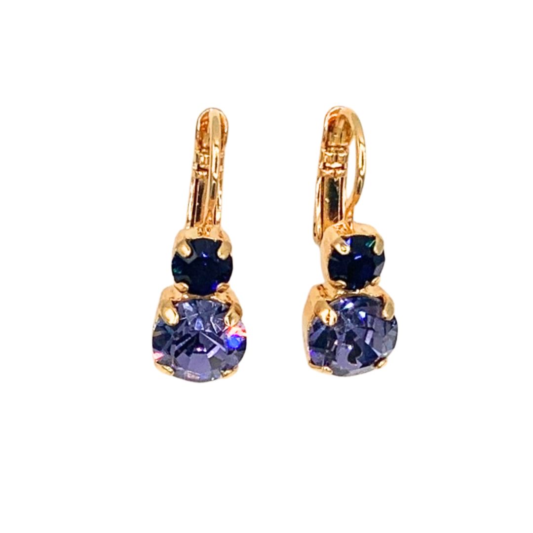 Mariana  Double Drop Earrings in Wildberry on Gold