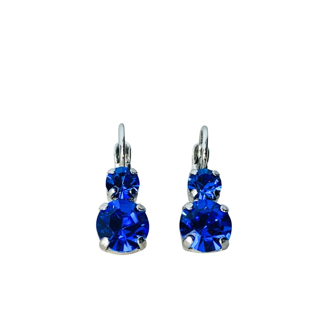 Mariana  Double Drop Earrings in Royal Blue on Rhodium