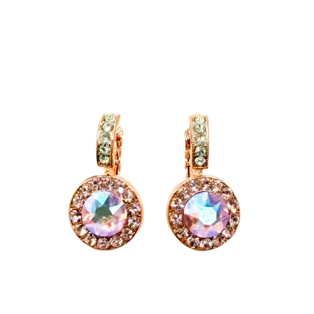Mariana Halo Earrings With Embellished Bale in Parasol on Rose Gold