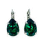 Mariana Earrings Teardrop Emerald Green on Rhodium