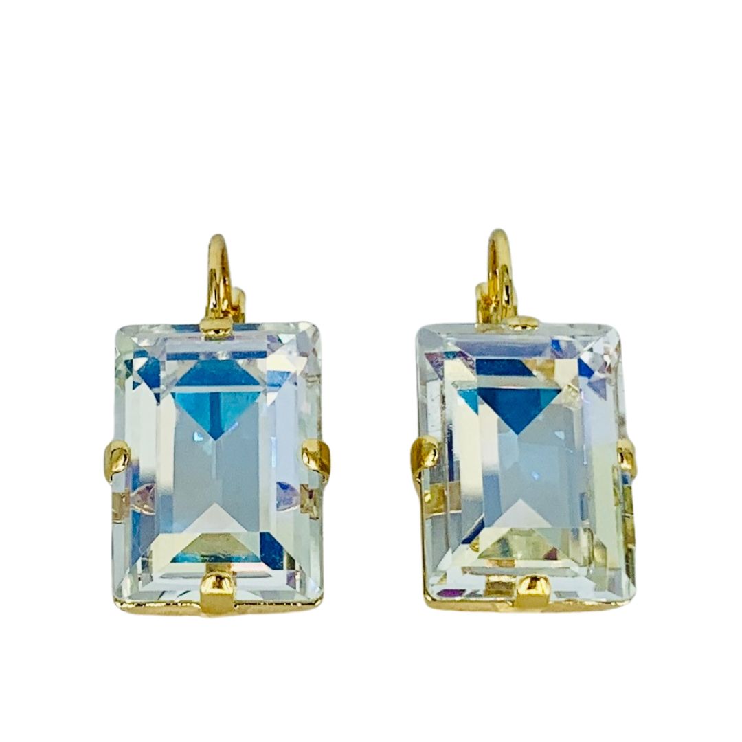 Large Mariana Earring Emerald Cut Earrings Moonlight on Gold