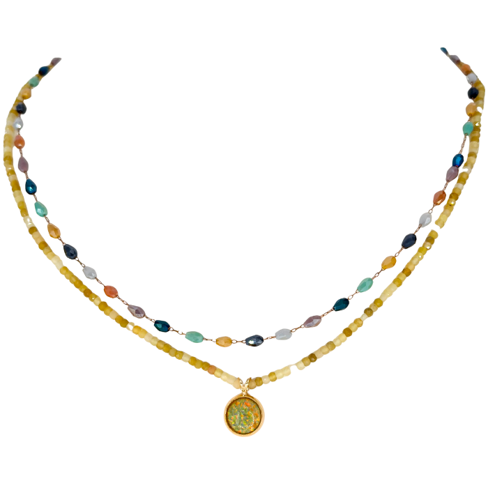 Avnei October Necklace Opal/Tourmaline on Gold Main image