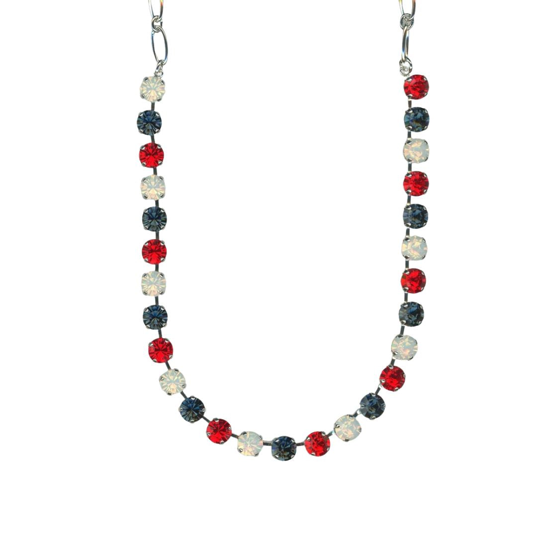 Mariana Plain Necklace Red White and Blue on Silver