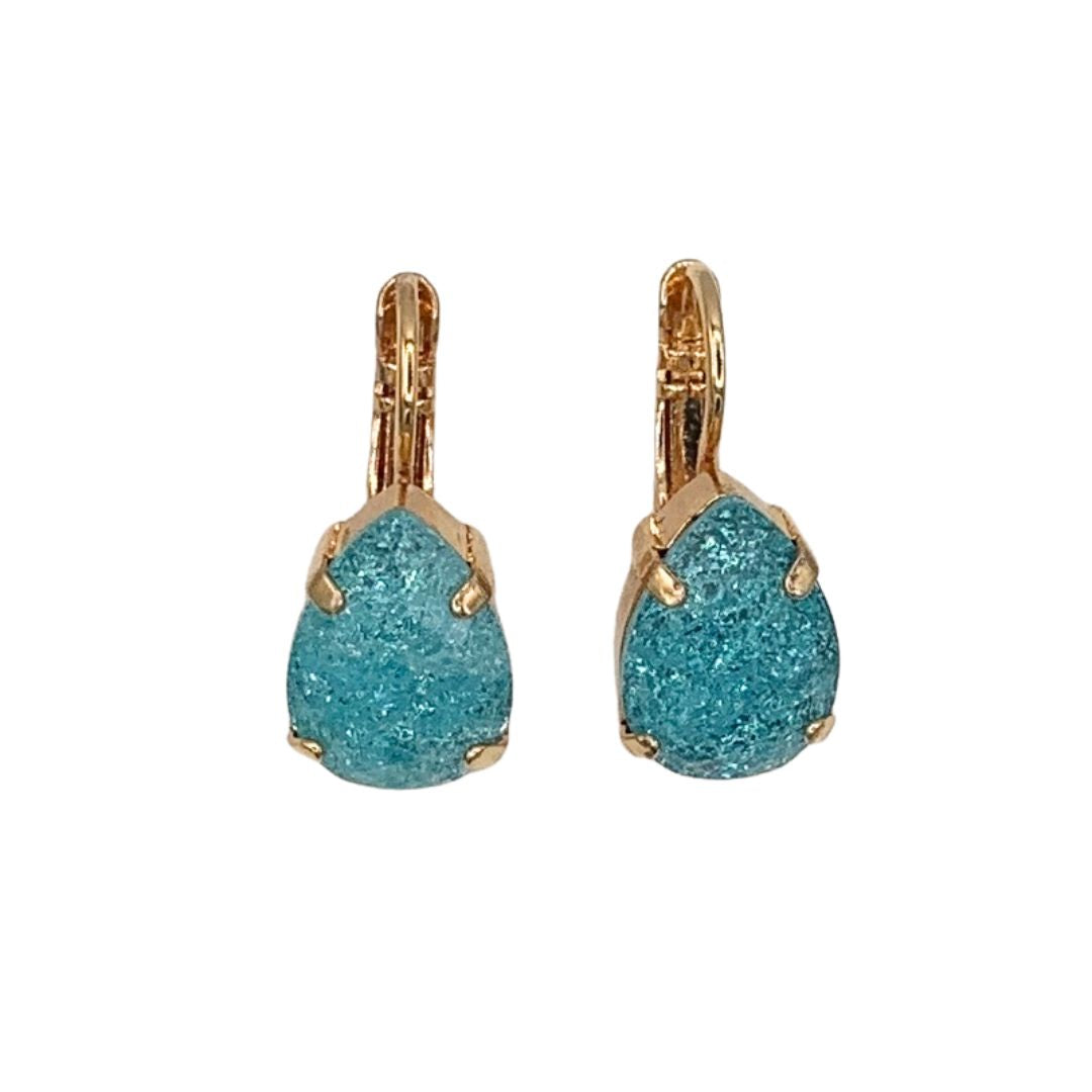 Mariana Earrings Teardrop  Blue Ice  on Gold