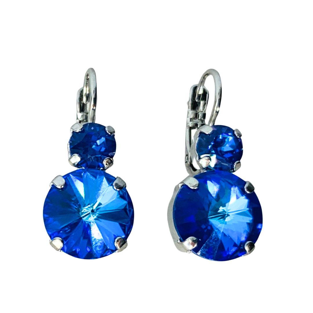 Mariana Double Drop Rivoli  Earrings in Capri Blue on Rhodium Main image