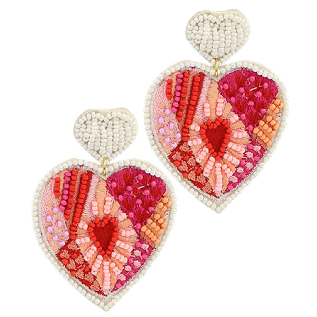 Modern Hearts Beaded Earrings