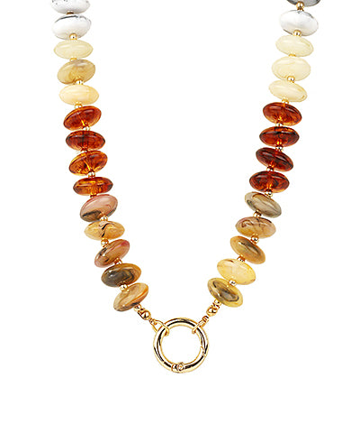 Amber Brown Acrylic Bauble Bead Statement Necklace