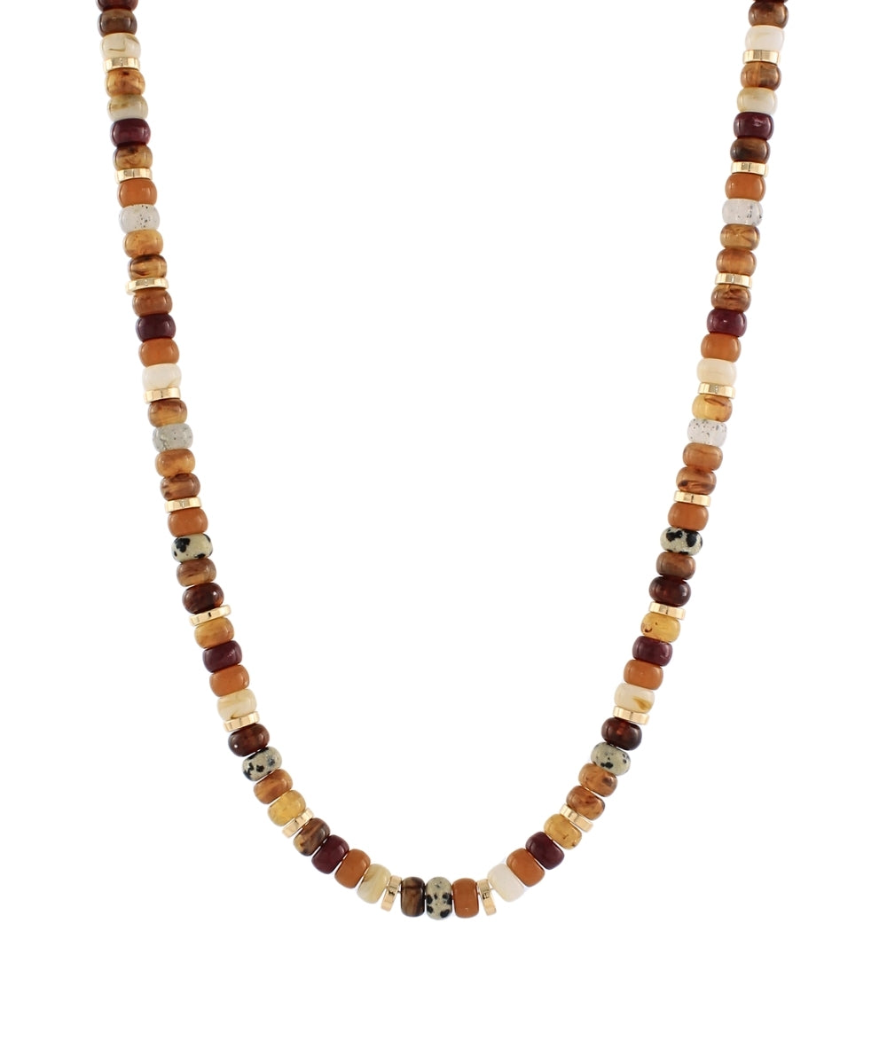 Amber Brown Acrylic Bauble Bead  Necklace