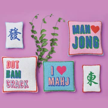 I Love Mahj Hooked Pillow
