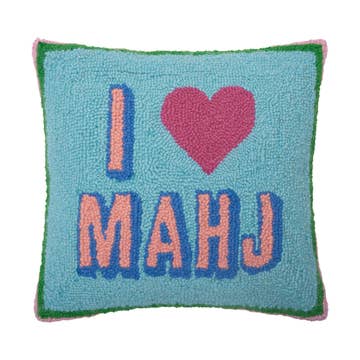I Love Mahj Hooked Pillow