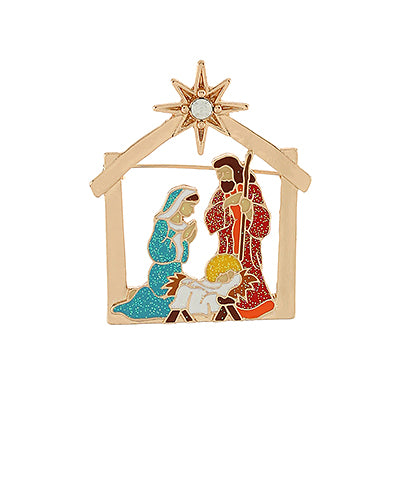 Colorful Nativity Scene Pin