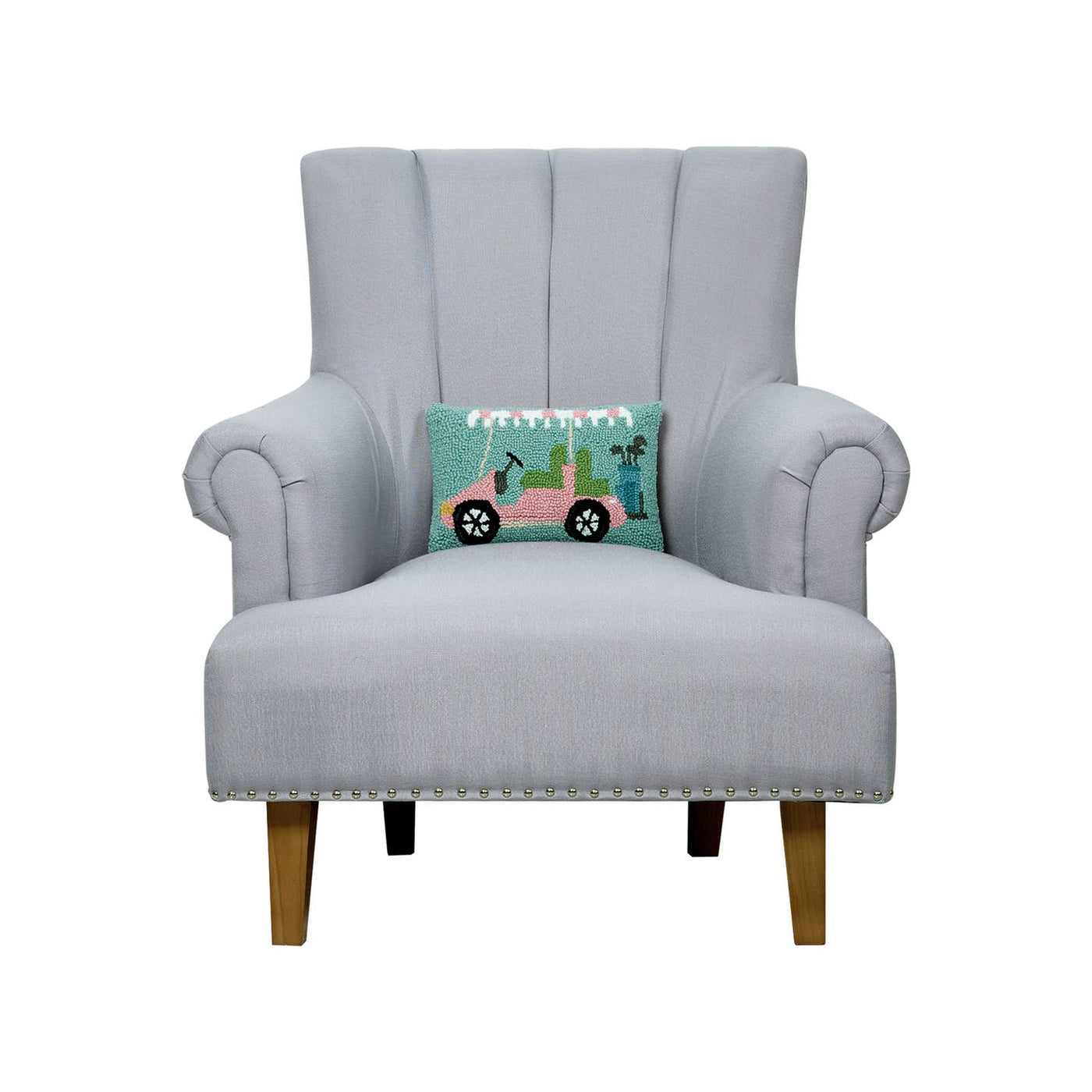 Golf Cart  Hooked Pillow