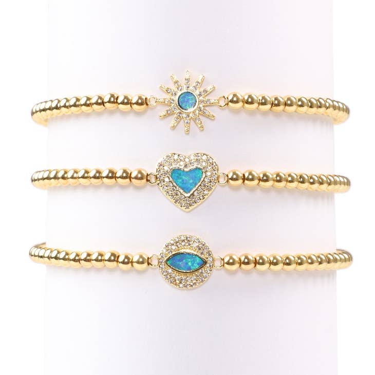 Set of Three Opal/Gold Bracelets
