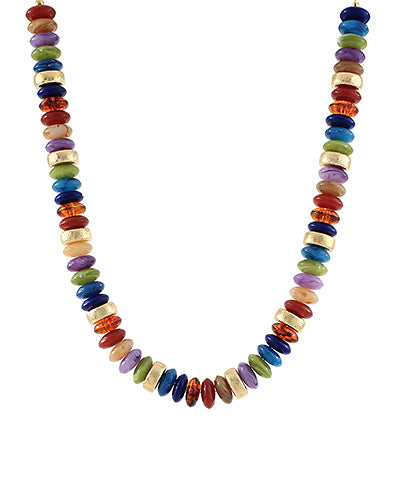 Dark Multi Acrylic Bauble Bead  Necklace