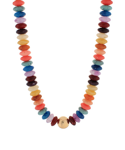 Dark Multi Acrylic Bauble Bead Necklace With Gold Center  Bead Main image