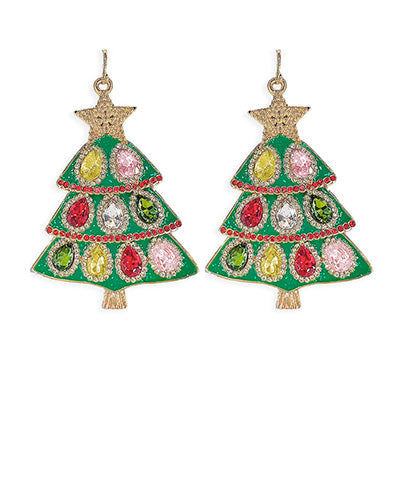 Articulated Crystal Christmas Tree Earrings