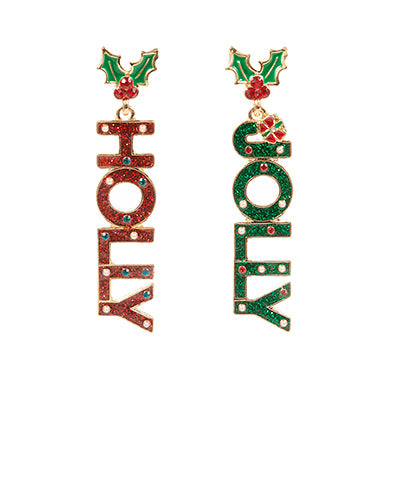 Enamel Holly Jolly Post Earrings