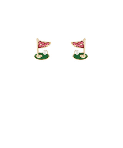 Golf Hole Enamel/Crystal Stud Earrings