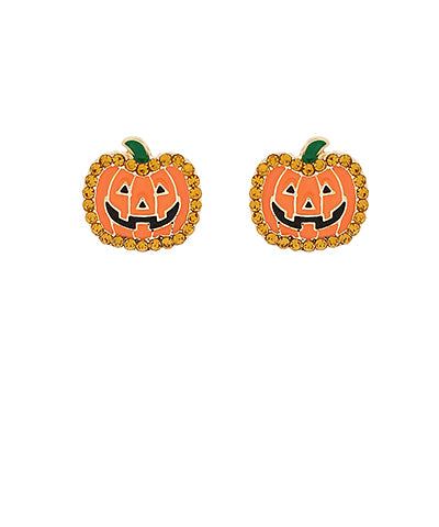 Enamel Jack-O-Lantern POST Earrings