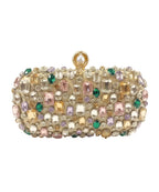 Jewel Encrusted Art Deco Party Purse Gold/Green/Pink