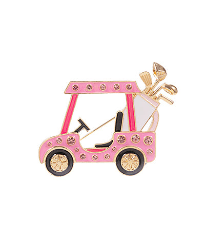 Pink Enamel Golf Cart Pin