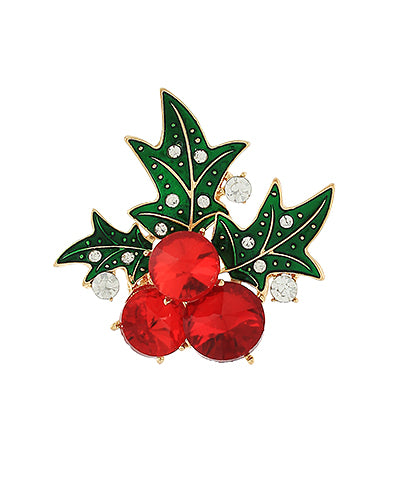 Crystal Holly Pin